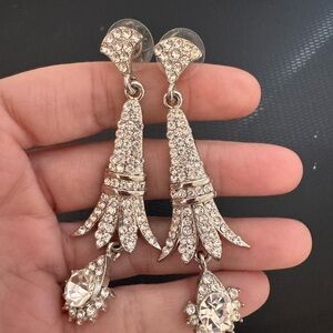 Elegant Silver Crystal Drop Earrings